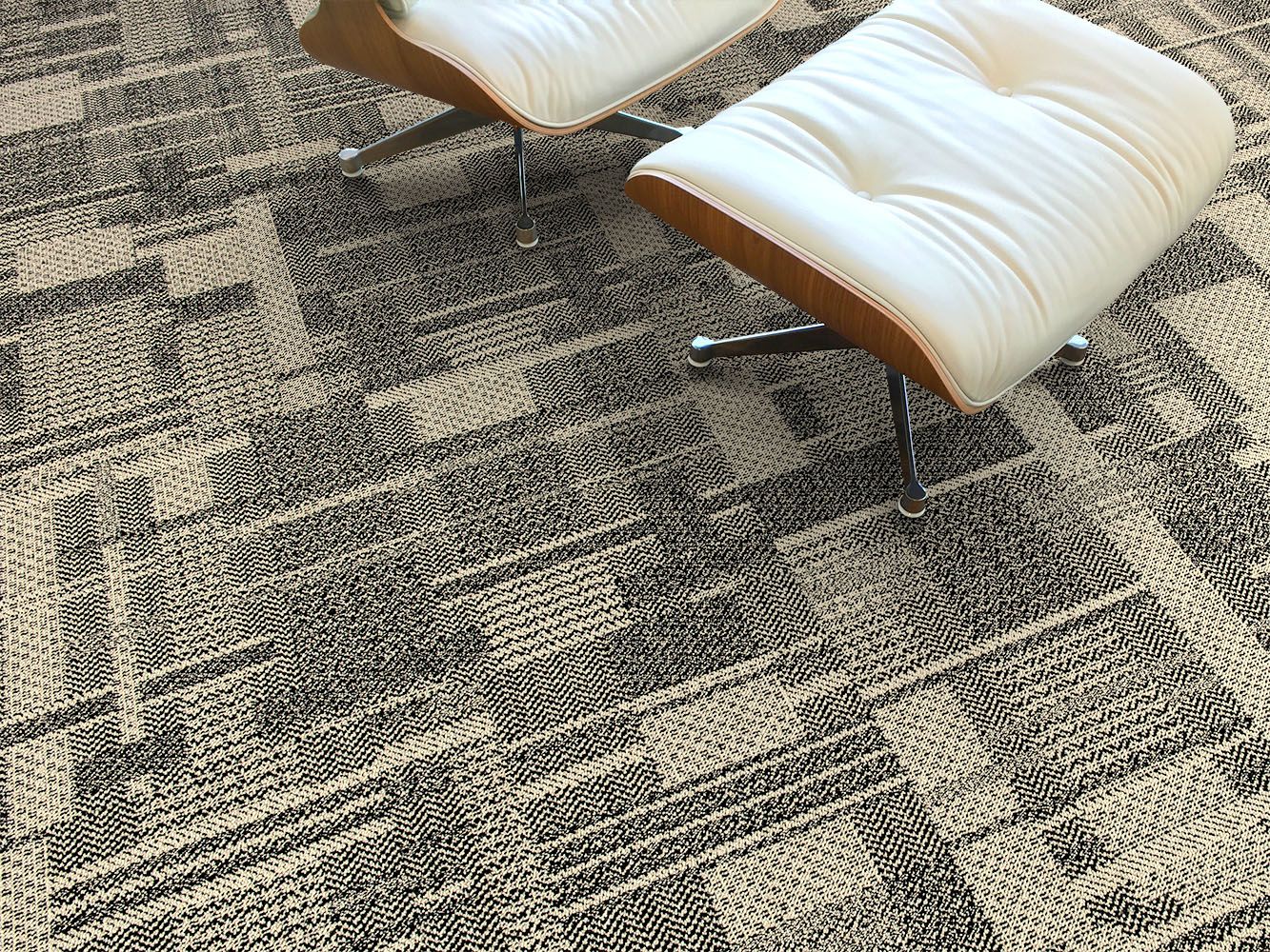 Detail of Interface DL923 carpet tile with Eames chair and ottoman image number 2